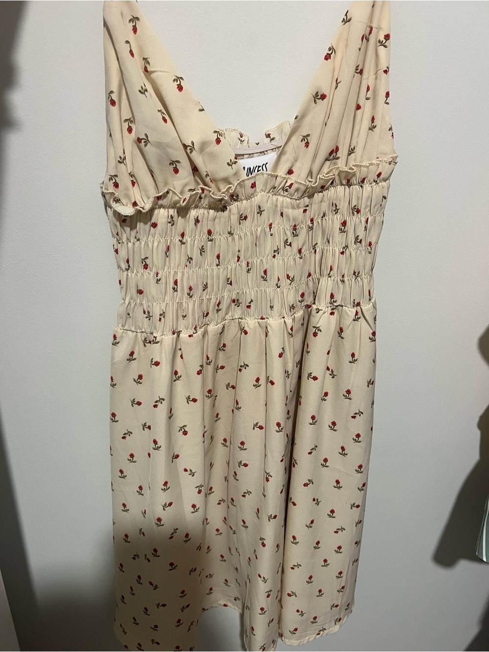 Princess Polly Cream Mini Dress with Red Floral Print